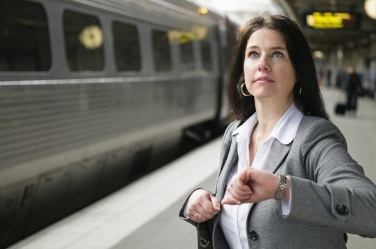 Woman checking the time