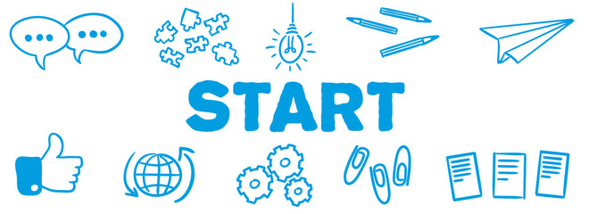 Stick Figure Series Banner Blue / Start