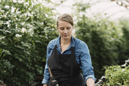 Woman standing in garden