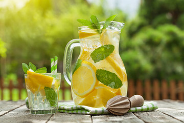 Lemonade pitcher and glass