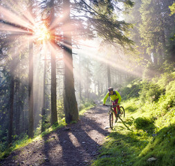 Dawn rays mountain cycling