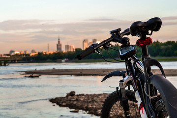 Bike on a city landscape background