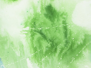 Green abstract art background, texture painting.