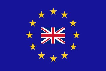 Obraz na płótnie Canvas Brexit : Drapeau britannique dans un drapeau européen