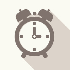 Alarm clock. Icon watch on a light background. Flat vector illus