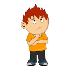 A thinking boy cartoon