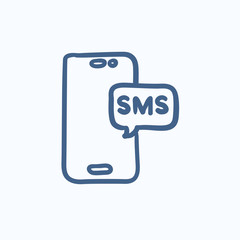 Smartphone with message sketch icon.