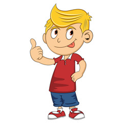Boy give a thumb up cartoon