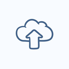 Cloud with arrow up sketch icon.