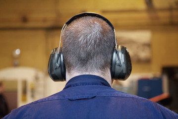 Man wearing hearing protection