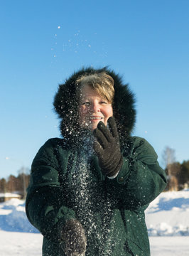 Woman getting rid of snow