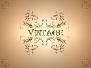 Vintage light brown background with a floral ornament in the center