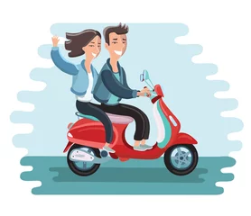 Foto op Plexiglas Happy married couple on a moped © iracosma