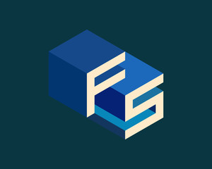 FS isometric 3D letter logo. three-dimensional stock vector alphabet font typography design.