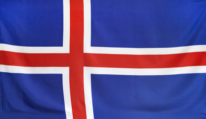 Fototapeta premium Iceland Flag real fabric seamless close up
