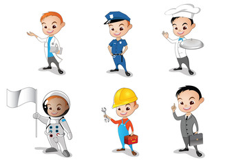 Obraz premium kids professions set cartoon charactor vector art