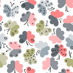 Vector seamless pattern with geometric butterflies