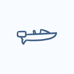 Motorboat sketch icon.