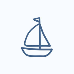 Sailboat sketch icon.