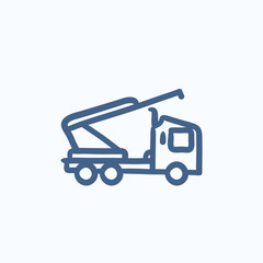 Machine with a crane and cradles sketch icon.