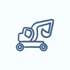 Excavator truck sketch icon.