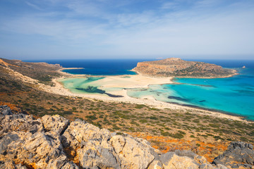 View of the beautiful beach in Balos Lagoon, Crete