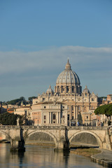 Fototapeta na wymiar Rome and St. Peter's Basilica in the Vatican at sunrise