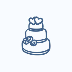 Wedding cake sketch icon.