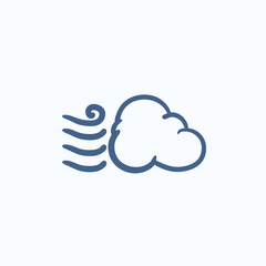 Windy cloud sketch icon.