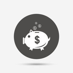 Piggy bank sign icon. Moneybox symbol.