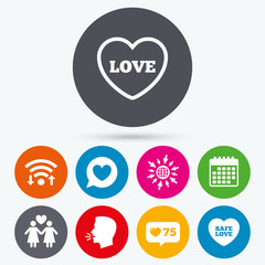 Lesbians couple sign. Speech bubble with heart. 