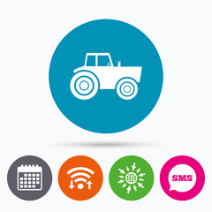 Tractor sign icon. Agricultural industry symbol.