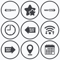 Way out icons. Left and right arrows symbols.