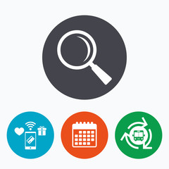 Magnifier glass sign icon. Zoom tool. Navigation