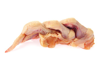 Raw chicken wings on a white background