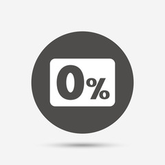Zero percent sign icon. Zero credit symbol.