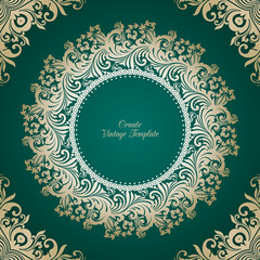 Vector decorative background with ornamental  round frame