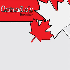 Hand drawn maple leaf Canada Day card in vector format.