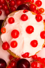 Closeup of cupcake with currant