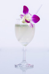Lemon juice in a glass.Isolated on white.