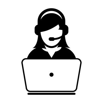 Woman User Icon - Support, Help, Service, Assistance, Headphone, Communication User Icon in Vector Illustration