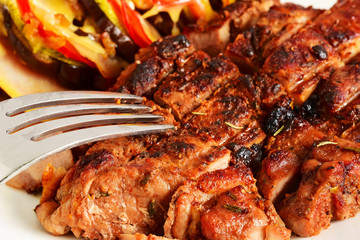 steak and vegetables