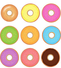 Donut vector set isolated on a white background
