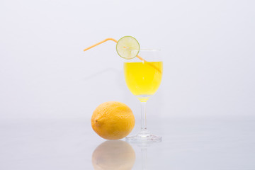 Lemonade  in a glass.Isolated on white.