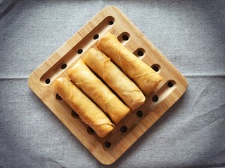 Homemade deep Frying Spring Rolls