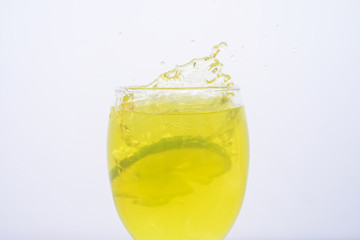 Lemonade  in a glass.Isolated on white.