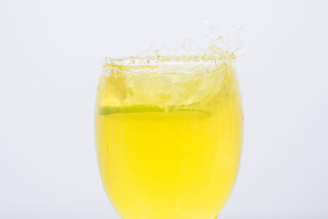 Lemonade  in a glass.Isolated on white.