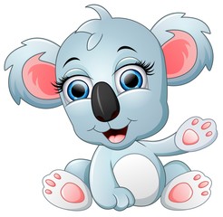 Obraz premium Cute koala cartoon waving hand