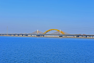 The steel structure bridge at the seaside