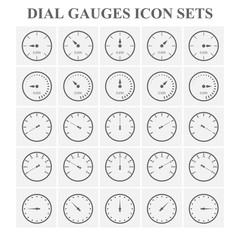 Dial gauges icon sets, Dial pressure gauges, Dial metering gauges, Dial gauges metering control.